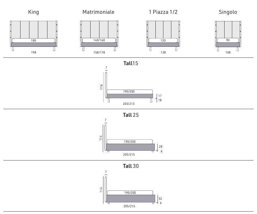 Original Night technical drawing: front and side views with dimensions