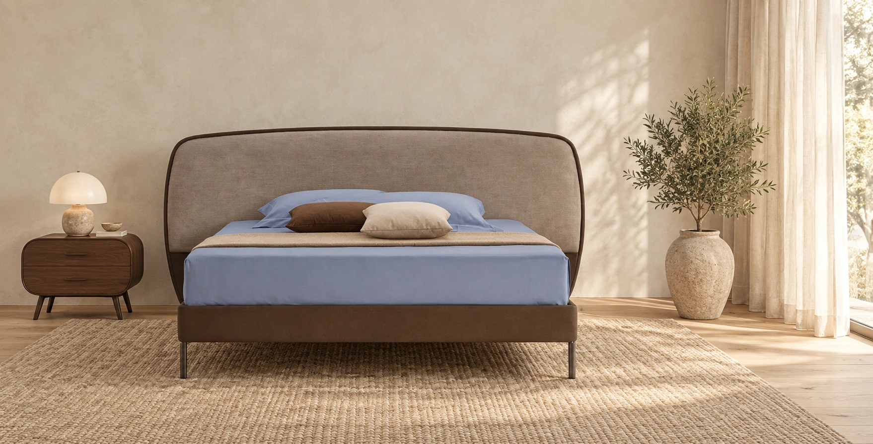 Letto Brenda in una ambientazione calda e luminosa